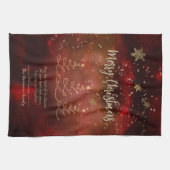 Moderne rode gouden kerstboom theedoek (Horizontaal)