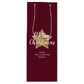 Moderne Rode Gouden Ster Kerstmis Wijn Cadeautas (Voorkant)