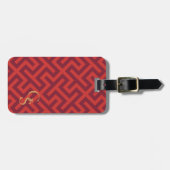 Moderne rode Griekse sleutel geometrische patronen Bagagelabel (Voorkant horizontaal)