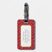 Moderne rode Griekse sleutel geometrische patronen Bagagelabel (Achterkant verticaal)