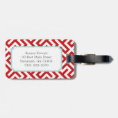 Moderne rode Griekse sleutel geometrische patronen Bagagelabel (Achterkant horizontaal)