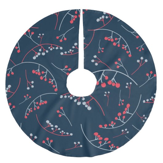 Moderne rode grijs op blauwbes kerstboom rok (Voorkant)