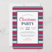 Moderne Rode Grijze Streep Kerstfeest Kaart (Voorkant)