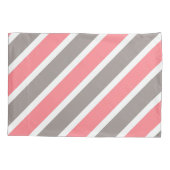 Moderne rode grijze strepen kussensloop (Achterkant-Links)