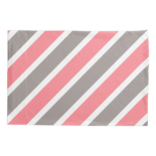 Moderne rode grijze strepen kussensloop (Achterkant-Links)