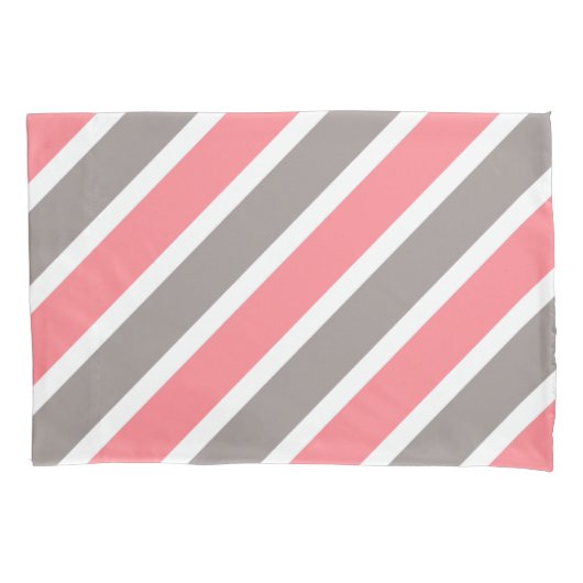 Moderne rode grijze strepen kussensloop (Voorkant-Links)