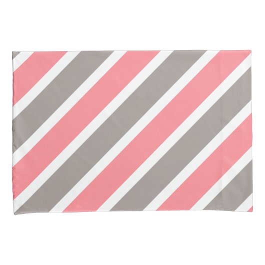 Moderne rode grijze strepen kussensloop (Voorkant-Rechts)