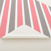 Moderne rode grijze strepen sherpa deken (3/4)