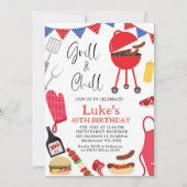 Moderne rode grill en koude BBQ verjaardagsuitnodi Kaart (Voorkant)