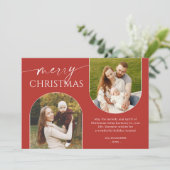 Moderne rode groene boog foto Lijst kerst Feestdagenkaart (Staand voorkant)