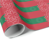 Moderne rode, groene en witte feestdag Poinsettia Cadeaupapier (Rol Hoek)
