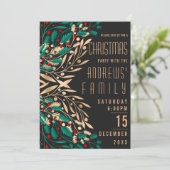 Moderne rode groene gouden hulstbessen bladeren Ke Kaart (Staand voorkant)