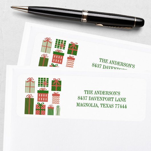 Moderne Rode Groene Kerstcadeau Retouradres Etiket