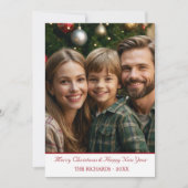 Moderne rode & groene sneeuwvlokken één foto feestdagenkaart (Voorkant)