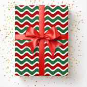Moderne Rode Groene Strepen Kerstmis Cadeaupapier