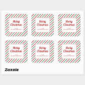 Moderne Rode Groene Strepen Prettig Kerstfeest Vierkante Sticker (Vel)