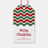 Moderne rode groene strepen Vrolijk kerstfeest Cadeaulabel (Voorkant)