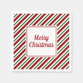 Moderne rode groene strepen Vrolijk kerstfeest Servet