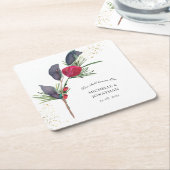 Moderne Rode Groene Winter Bloemen Christelijke Br Kartonnen Onderzetters (Schuin)