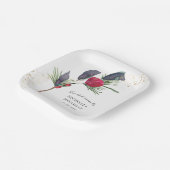 Moderne Rode Groene Winter Bloemen Christelijke Br Papieren Bordje (Gebogen)