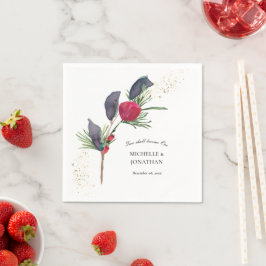 Moderne Rode Groene Winter Bloemen Christelijke Br Servet