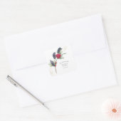Moderne Rode Groene Winter Bloemen Christelijke Br Vierkante Sticker (Envelop)