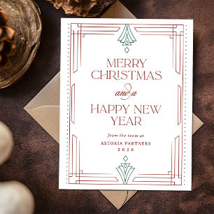 Moderne Rode Groene Witte Elegante Zakelijke Kerst Feestdagenkaart