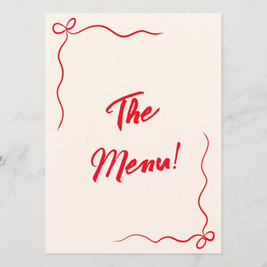 Moderne rode hand getekend eigenzinnige bruiloft menu (Achterkant)