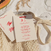 Moderne rode hand getekend eigenzinnige bruiloft menu