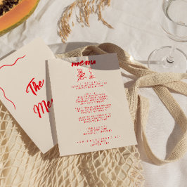 Moderne rode hand getekend eigenzinnige bruiloft menu