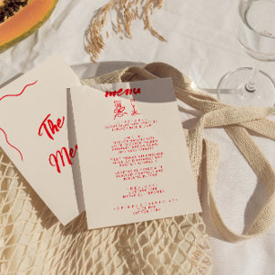 Moderne rode hand getekend  eigenzinnige bruiloft menu