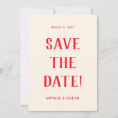 Moderne rode hand getrokken retro eigenzinnige uni save the date (Voorkant)