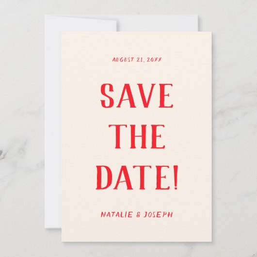 Moderne rode hand getrokken retro eigenzinnige uni save the date (Voorkant)