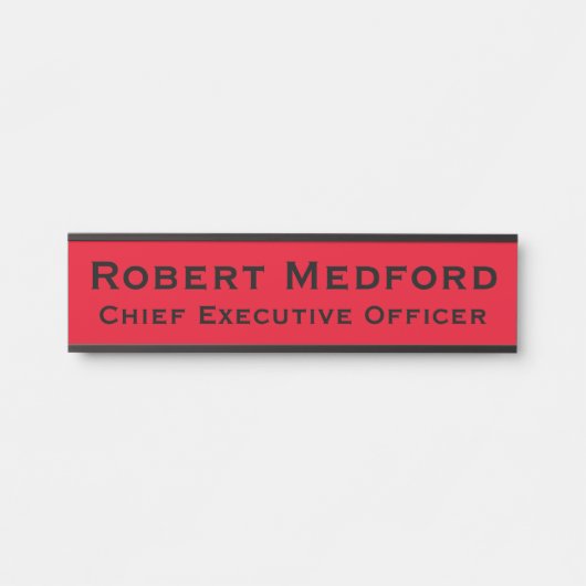 Moderne rode hangende deur bord naamplaat (Voorkant)