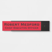 Moderne rode hangende deur bord naamplaat (Voorkant)