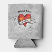 Moderne rode hart fractal paar Valentijnsdag Blikjeskoeler (Voorkant)