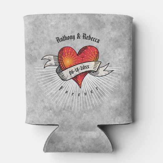 Moderne rode hart fractal paar Valentijnsdag Blikjeskoeler (Achterkant)