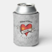 Moderne rode hart fractal paar Valentijnsdag Blikjeskoeler (Blikje Achterkant)