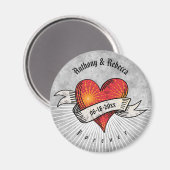 Moderne rode hart fractal paar Valentijnsdag Magneet (Voorkant / Achterkant)