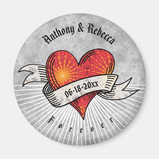 Moderne rode hart fractal paar Valentijnsdag Magneet (Voorkant)