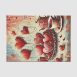 Moderne Rode Hart Geschilderd Tissuepapier