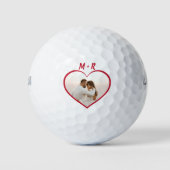 Moderne Rode Hart Golfer Valentijnsdag Gift Foto Golfballen (Voorkant)