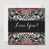 Moderne Rode Hart Kant Liefde Feestdagenkaart (Achterkant)