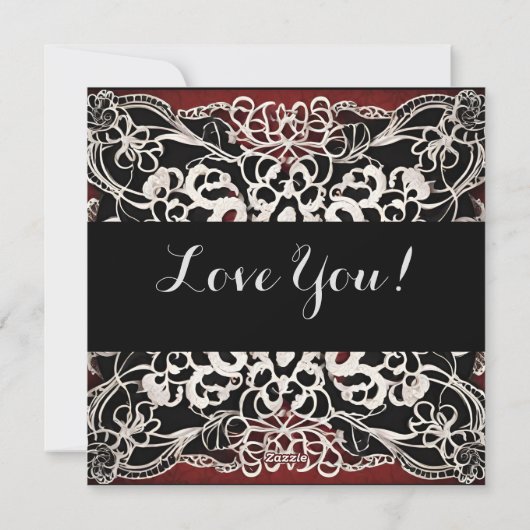 Moderne Rode Hart Kant Liefde Feestdagenkaart (Achterkant)