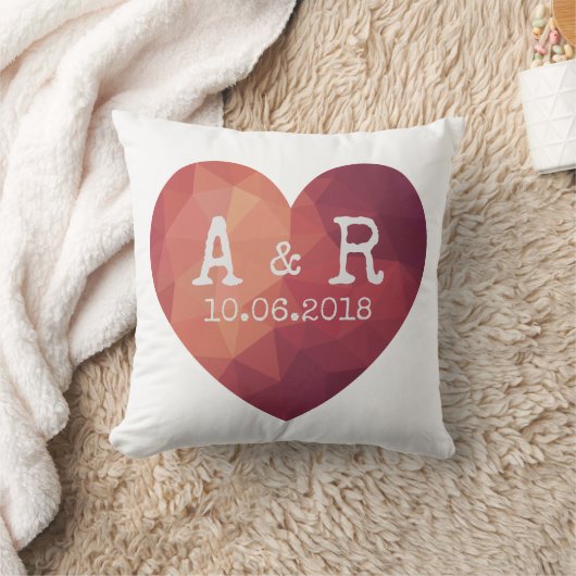 Moderne rode hart koppelmonogrammen en datum kussen (Deken)