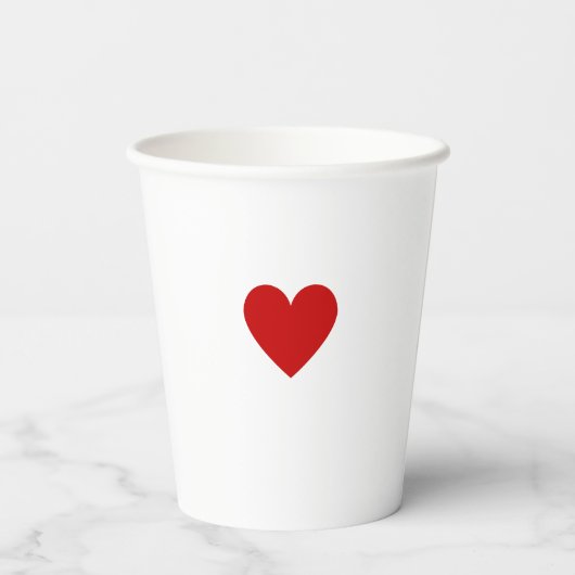 Moderne Rode Hart Minimalistische Eenvoudige Chic  Papieren Bekers (Achterkant)