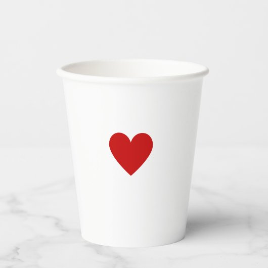 Moderne Rode Hart Minimalistische Eenvoudige Chic  Papieren Bekers (Voorkant)