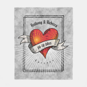 Moderne rode hart paar namen fleece deken