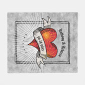 Moderne rode hart paar namen fleece deken (Voorkant (Horizontaal))