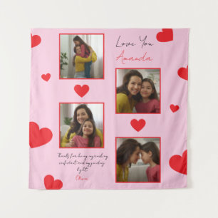Moderne Rode Hart Sibling Foto Collage Wandkleed